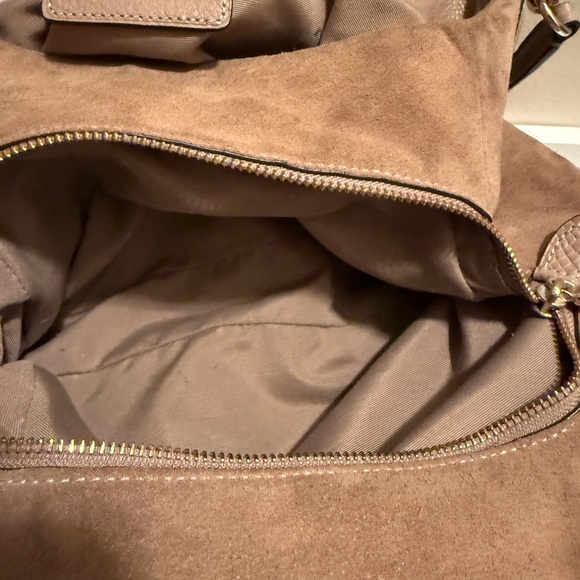 Coach Taupe Leather Suede, Phoebe Madison Shoulder Bag With Three Compartments - Picture 8 of 9